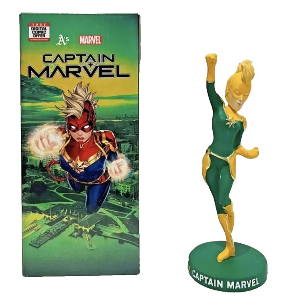 Oakland A's Athletics Captain Marvel Female SGA 2023 BOBBLE HEAD NIB BDA Sports